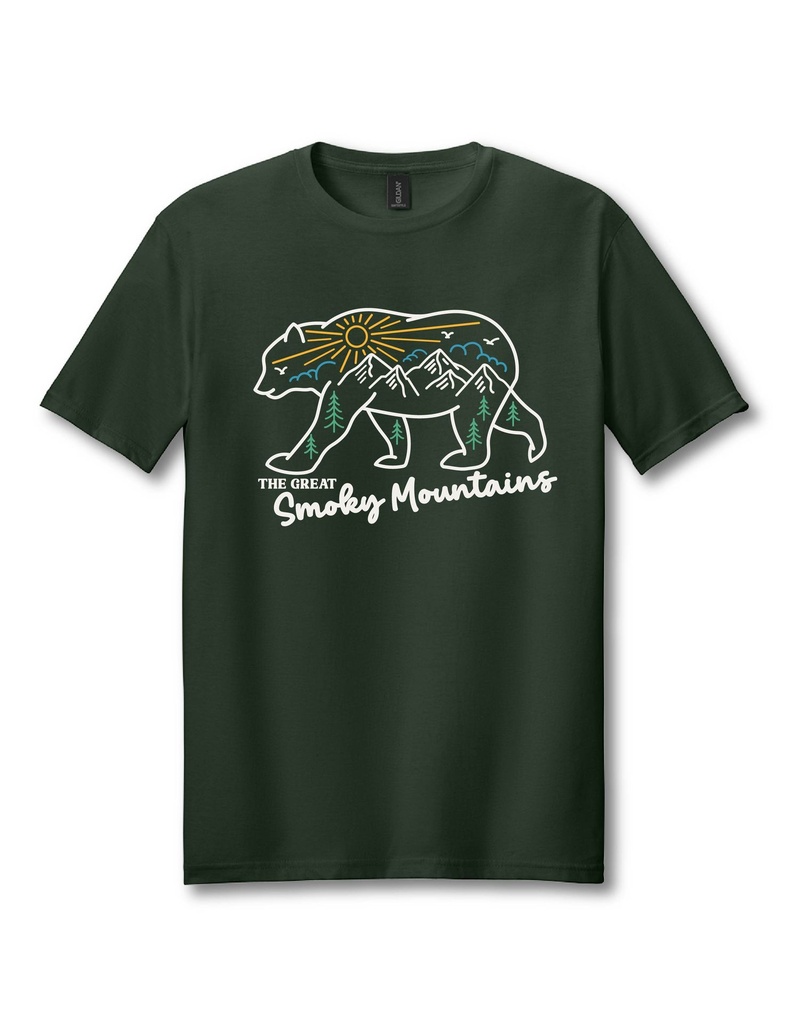 Adult SS Tee. GSM Bear Line Drawing