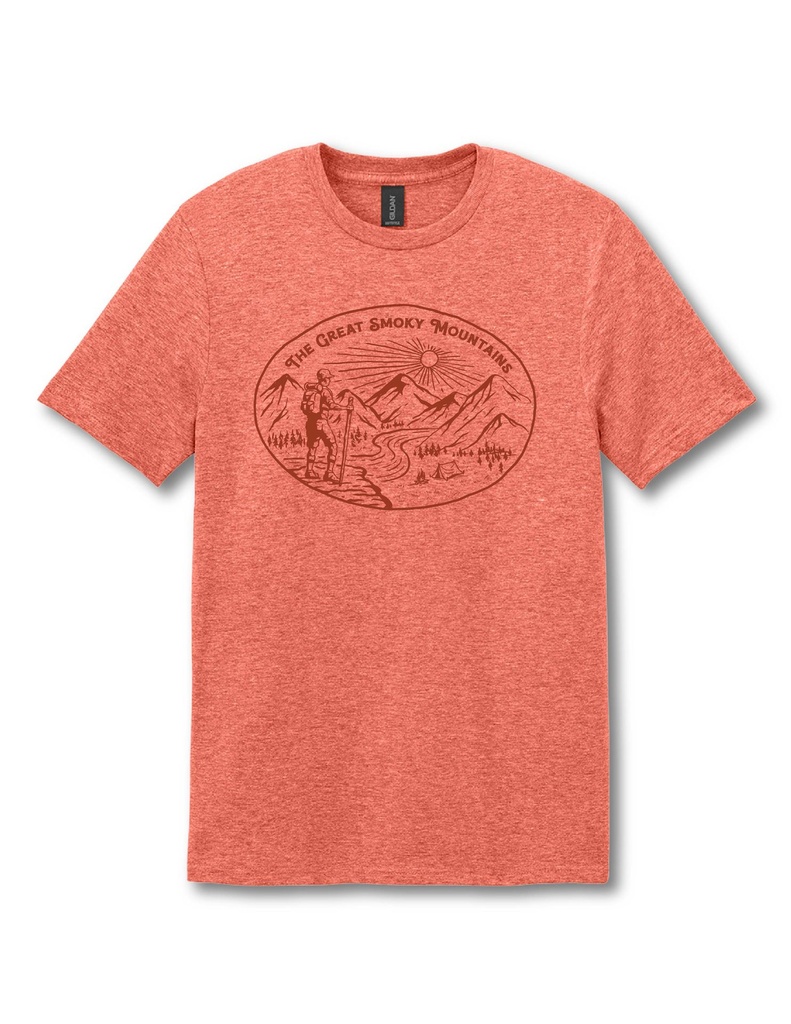 Adult SS Tee. GSM Hiking Scene